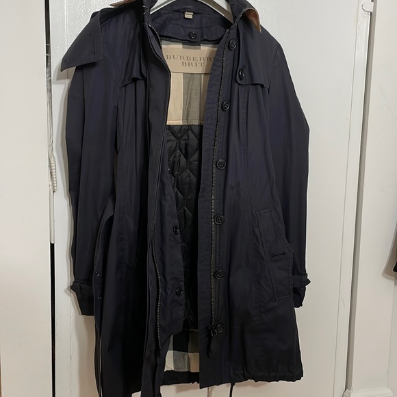 Burberry Brit Navy Blue Reymore Trench Coat - Removable Hood/Lining - Size Small - Picture 5 of 13